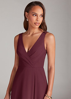 Azazie Nelly Bridesmaid Dresses Cabernet A-Line Pleated Chiffon Dress image6