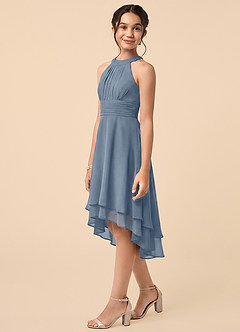 Azazie Linna Junior Twilight A-Line Pleated Chiffon Dress image3