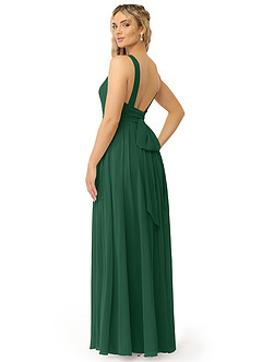 Azazie Kora Bridesmaid Dresses Dark Green A-Line Pleated Chiffon Dress image5