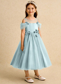Azazie Juni Robe Demoiselle D'honneur Fillette Robe Princesse en Tulle Plissée Brume image8