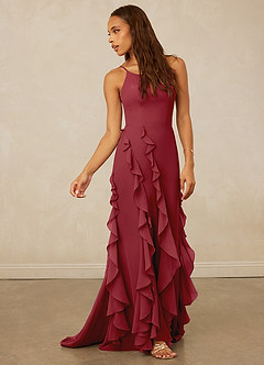 Christian Siriano Bridal for Azazie 1006 Bridesmaid Dresses Pomegranate Mermaid Ruched Chiffon Dress image4