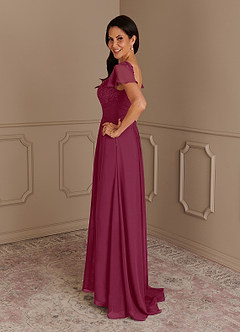 Azazie Gwenyth Kleider für die Brautmutter A-Linie Spitze Chiffon Kleid Maulbeerrot image10