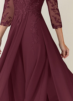 Azazie Noella Abiti per la Madre della Sposa Abito A-Line in Chiffon con Scollo a V in Pizzo Cabernet image7