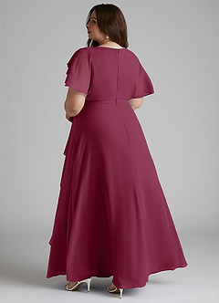 Azazie Aaliyah Modest Bridesmaid Dresses A-Line Scoop Pleated Chiffon Floor-Length Dress image9
