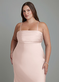 Azazie Saylor Jurken voor bruidsmeisjes Jurk van Stretch Satijn met Zeemeermin Strapless Blozend Roze image17