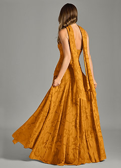 Azazie Gabriela Bridesmaid Dresses Butterscotch A-Line Strapless Floral Burnout Dress image2