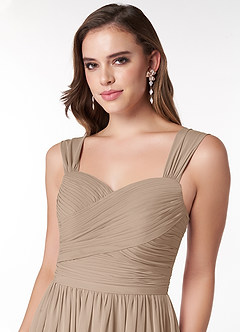 Azazie Zapheira Brudtärnklänningar Klänning av A-Linje i Chiffong Ruched Taupe image5