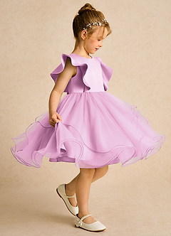Azazie Chirp Flower Girl Dresses Candy Pink Ball-Gown Tulle Dress image2