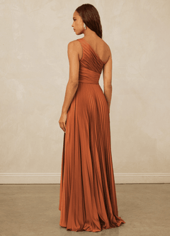 Christian Siriano Bridal for Azazie 1008 Bridesmaid Dresses Cinnamon A-Line One Shoulder Stretch Satin Dress image2