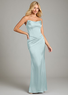 Azazie Sorrel Bridesmaid Dresses Mist Mermaid Strapless Stretch Satin Convertible Dress image6