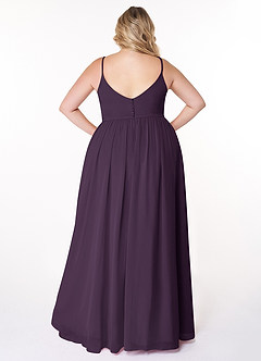 Azazie Rayna Bridesmaid Dresses Plum A-Line V-Neck Pleated Chiffon Dress image8