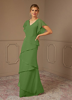 Azazie OHara Mother of the Bride Dresses Basil A-Line V-Neck Chiffon Dress image4