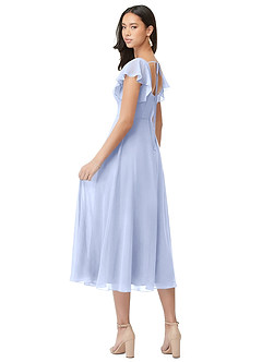 Azazie Bondi Brautjungfernkleider A-Linie Gestreift Chiffon Kleid Eis image2