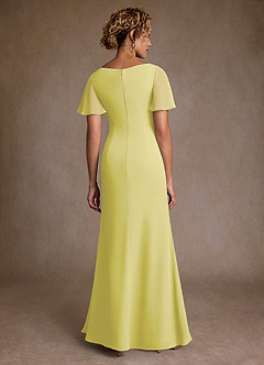 Azazie Suffolk Kleider für die Brautmutter A-Linie Plissee Chiffon Kleid Zitronensorbet image3