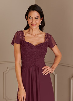 Azazie Gwenyth Mother of the Bride Dresses A-Line Lace Chiffon Sweep train Dress image6
