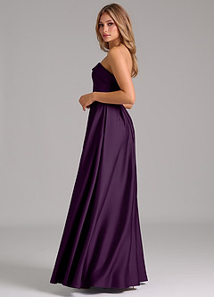 Azazie Lucienne Brautjungfernkleider Wandelbar A-Linie Schulterfrei Stretch-Satin Kleid Traube image3