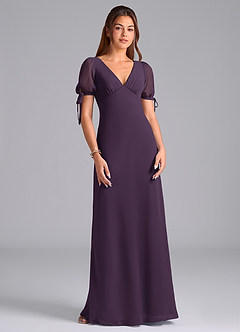 Azazie Pheby Brautjungfernkleider A-Linie Plissee Chiffon Kleid Pflaume image4