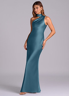 Azazie Seona Abiti da Damigella Abito Sirena in Raso Elasticizzato Monospalla Bermuda image6