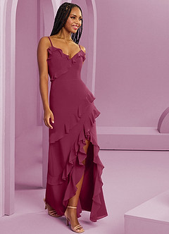 Barbie ♥ Azazie Bridesmaid Dresses Mulberry Sheath Chiffon Dress image10