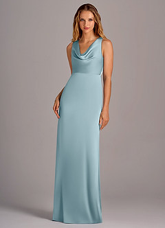 Azazie Wrenlee Bridesmaid Dresses Moody Blue A-Line Stretch Satin Dress image1