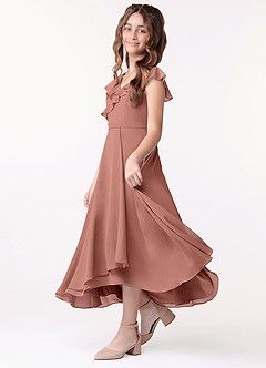 Azazie Posie Junior Cedar Rose A-Line Ruched Chiffon Dress image1