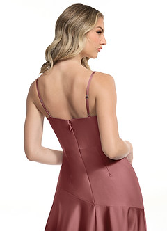 Azazie Kayla Bridesmaid Dresses Amethyst Sheath Side Slit Stretch Satin Dress image5