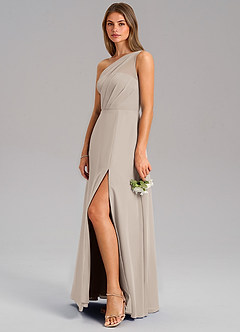 Azazie Phaedra Bridesmaid Dresses Frost A-Line One Shoulder Chiffon Dress image5