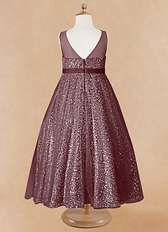 Azazie Siwa Flower Girl Dresses Sangria A-Line Beaded Tulle Dress image6