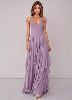 Azazie Zaina Abiti da Damigella Abito A-Line in Chiffon Glicine image4