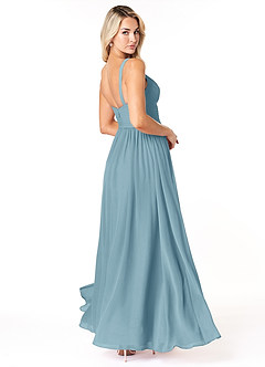 Azazie Chanel Bridesmaid Dresses Moody Blue A-Line Pleated Chiffon Dress image5