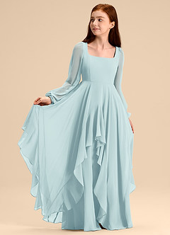 Azazie Clara Junior Abito A-Line in Chiffon Blusa Sea Glass image7