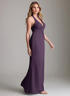 Azazie Valerie Bridesmaid Dresses Plum Mermaid Pleated Chiffon Dress image4