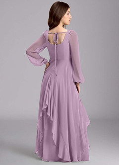 Azazie Clara Junior Jurk van Chiffon met A-Lijn Blouson Blauweregen image8