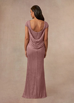 Azazie Galilea vestidos de madre de la novia Vestido de Rosa Polvorienta de Malla Metálica de Sirena con Cuello en V image3