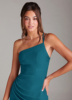 Azazie Eren Bridesmaid Dresses Ink Blue Mermaid One Shoulder Chiffon Dress image6