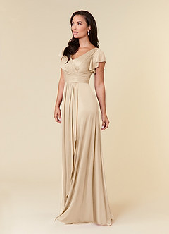 Azazie Reneya Mother of the Bride Dresses Champagne A-Line Pleated Mesh Dress image2
