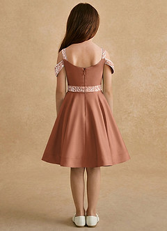Azazie Judi Flower Girl Dresses Bronzer A-Line Matte Satin Dress image2