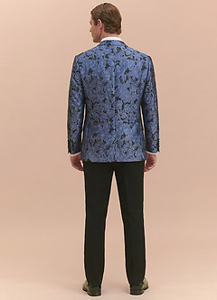 front Samuel Blu Polveroso Giacca da smoking con revers a lancia in jacquard floreale