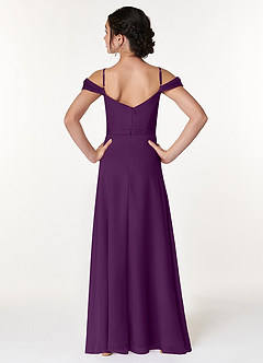 Azazie Alivia Junior Grape A-Line Off the Shoulder Chiffon Dress image2