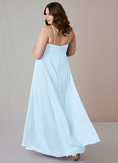 Azazie Emerald Brautjungfernkleider A-Linie Gekräuselt Chiffon Kleid Himmelblau image8