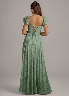 Azazie Aricella Robes de demoiselle d'honneur Robe Trapèze en Blumen-Burnout Corset Matcha image5