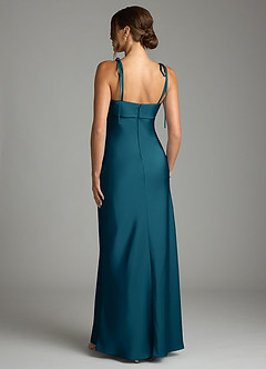 Azazie Ellia Bridesmaid Dresses Ink Blue Sheath Bow Stretch Satin Dress image5