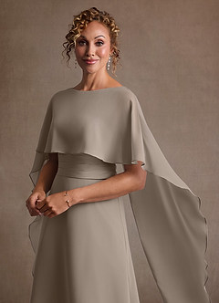 Azazie Marilla 신부의 어머니 드레스 A라인 주름진 쉬폰 플로어 길이 드레스 image8