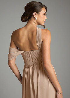 Azazie Kassandra 신부 들러리 드레스 A라인 오프 더 숄더 쉬폰 바닥 길이 드레스 image7