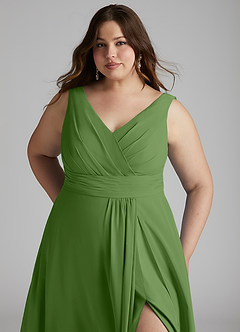 Azazie Karina Bridesmaid Dresses Basil A-Line Pleated Chiffon Dress image11