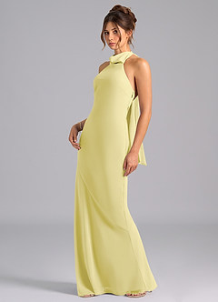 Azazie Velli Bridesmaid Dresses Lemon Sorbet Mermaid Bow Chiffon Dress image1