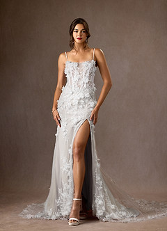 Azazie Alethea Wedding Dresses Diamond White Mermaid Strapless Lace Dress image1
