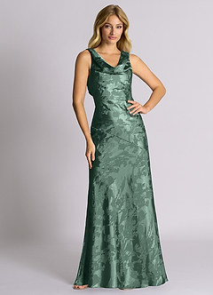 Azazie Rylina 신부 들러리 드레스 인어 절하다 자카드 바닥 길이 드레스 image5