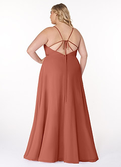 Azazie Everleigh Abiti da Damigella Abito A-Line in Chiffon con Scollo a Cuore a Pieghe Argilla image8