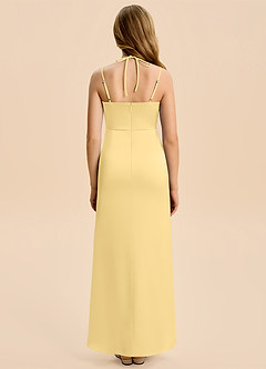 Azazie Nova Junior Butter A-Line Pleated Stretch Satin Dress image2